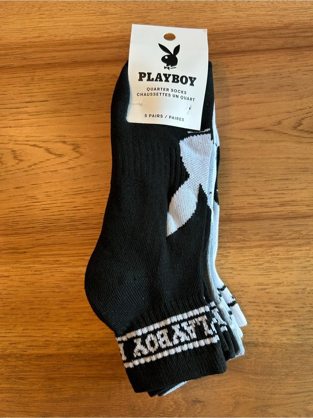 PLAYBOY Men's 5-Pack Ankle Socks in Black, Gray & White
